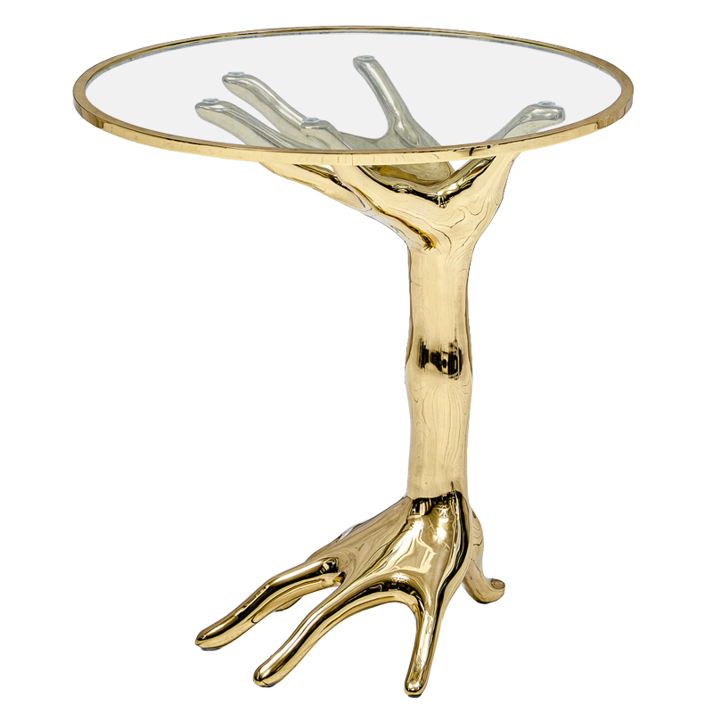 Приставной стол Amalia Hand Side Table Глянцевое золото Прозрачное Стекло Приставной стол Amalia Hand Side Table Глянцевое золото Прозрачное Стекло в Брянске | Loft Concept