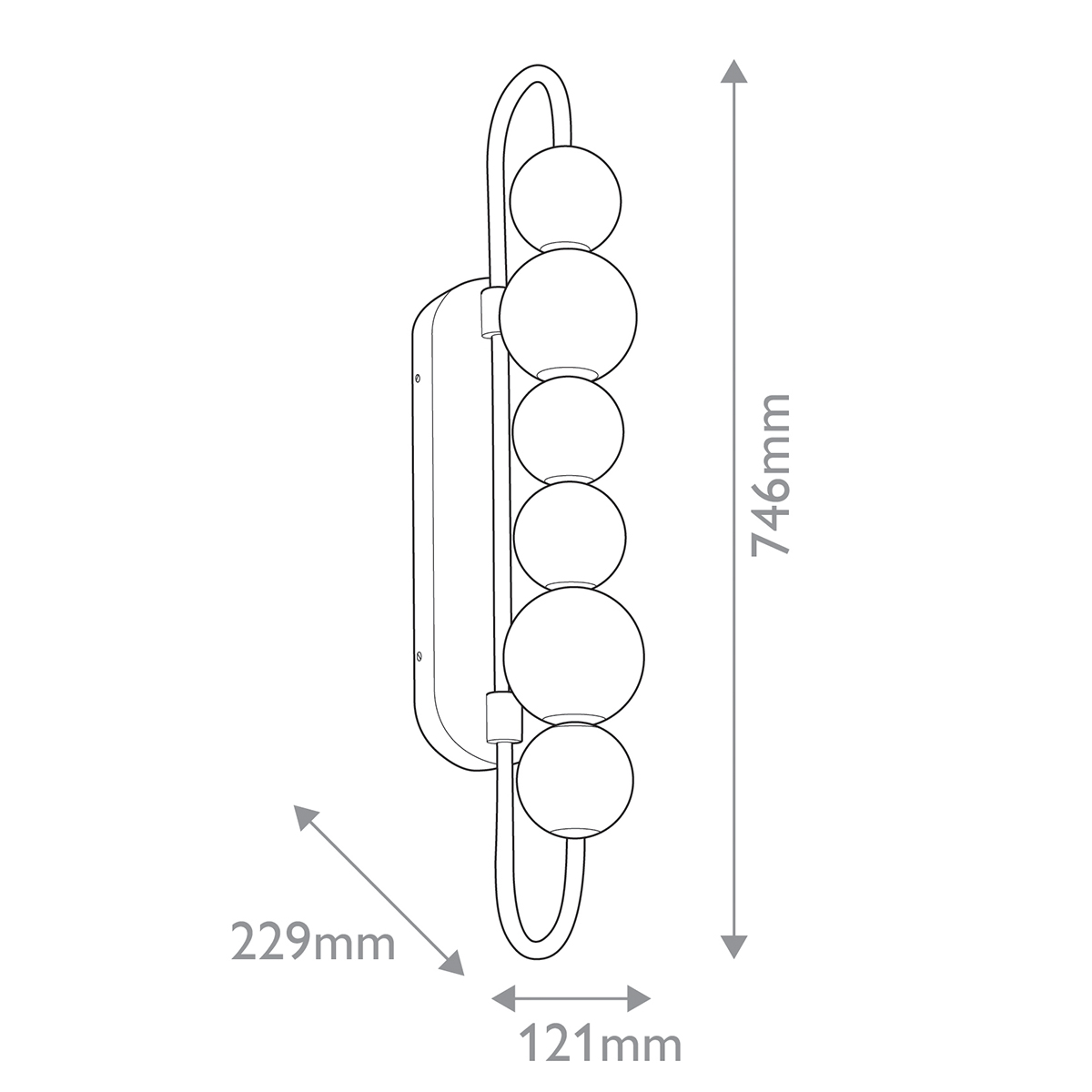 Бра цвета латунь с 6-ю рифлеными плафонами шаровидной формы Alora в Брянске