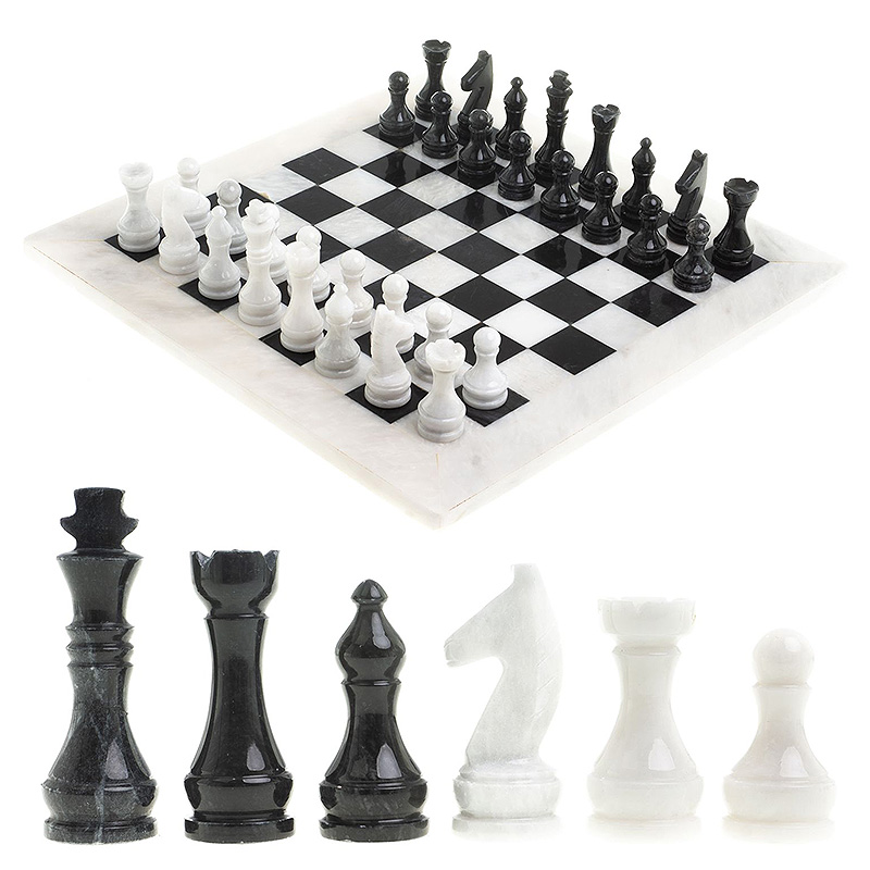 Шахматы классические с белой доской из натурального камня Мрамор Decorative Thematic Chess  Белый Мрамор Bianco Черный Мрамор Nero в Брянске | Loft Concept 