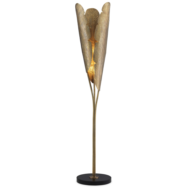 Торшер Eichholtz Floor Lamp Plantain Винтажная латунь Черный Торшер Eichholtz Floor Lamp Plantain Винтажная латунь Черный в Брянске | Loft Concept