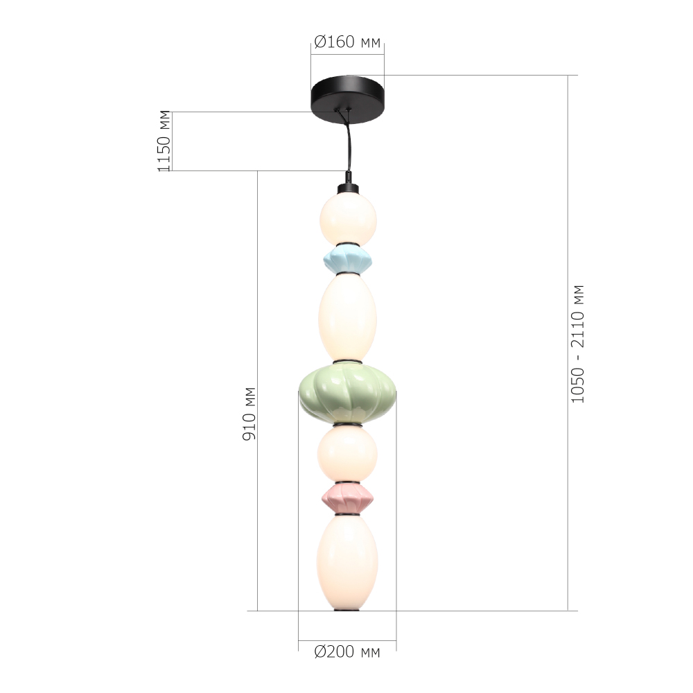 Подвесной светильник фигурный с керамическими элементами 32W LED Fragrant Light в Брянске