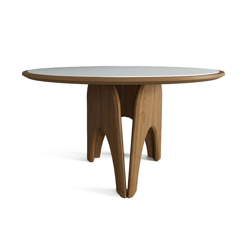 Обеденный круглый стол из дерева со столешницей из камня Pelican Dinner Table Древесина Белый Обеденный круглый стол из дерева со столешницей из камня Pelican Dinner Table Древесина Белый в Брянске | Loft Concept