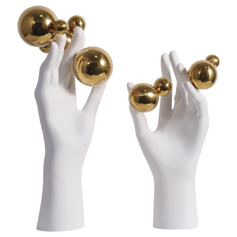 Декоративная статуэтка Hand with Spheres Statuette Белый Глянцевое золото Декоративная статуэтка Hand with Spheres Statuette Белый Глянцевое золото в Брянске | Loft Concept