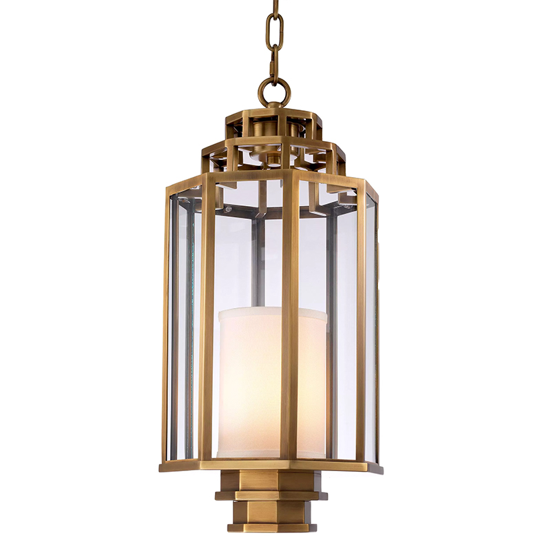 Подвесной светильник Eichholtz Lantern Monticello S Латунь Белый Прозрачное Стекло Подвесной светильник Eichholtz Lantern Monticello S Латунь Белый Прозрачное Стекло в Брянске | Loft Concept