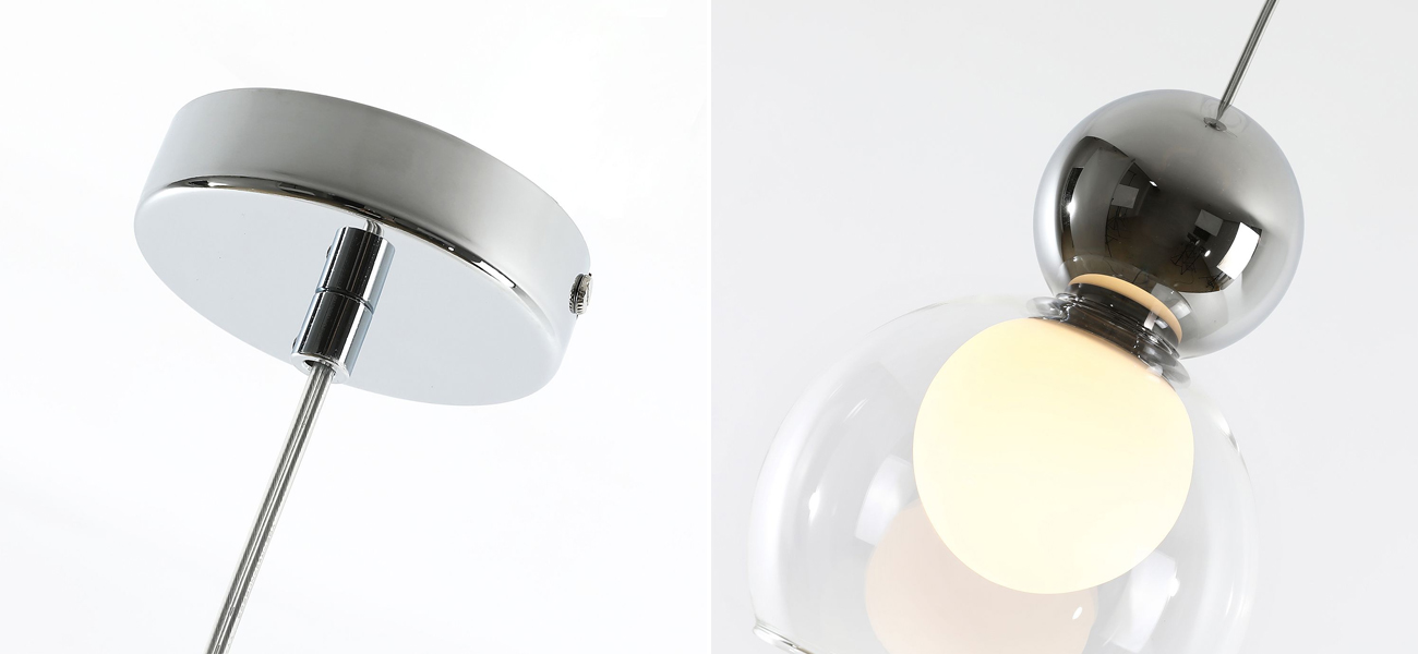 Подвесной светильник с двойным плафоном Flasky Chrome Sphere - фото