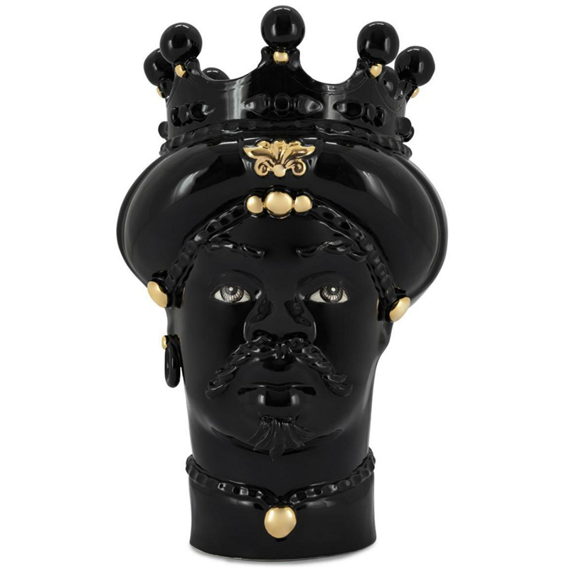 Ваза Vase Moro Man All Black and Gold Черный Золотой Ваза Vase Moro Man All Black and Gold Черный Золотой в Брянске | Loft Concept