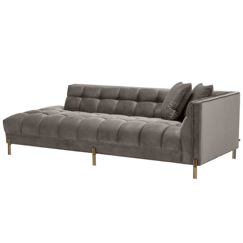 Кушетка Eichholtz Lounge Sofa Sienna Right Серый Матовая латунь в Брянске | Loft Concept 