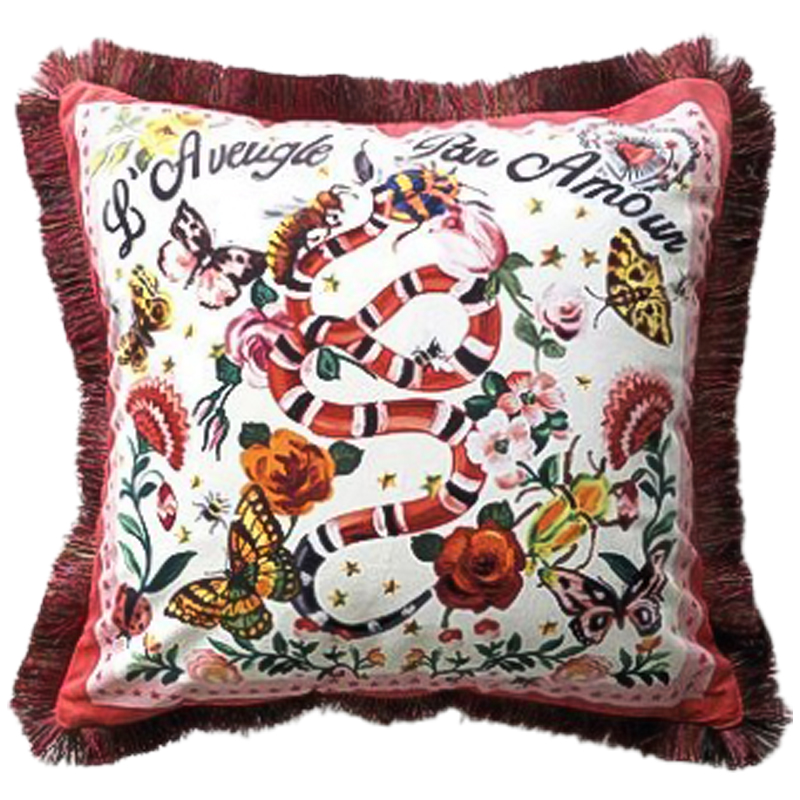 Декоративная подушка Cтиль Gucci Micrurus Мульти Бежевый в Брянске | Loft Concept 