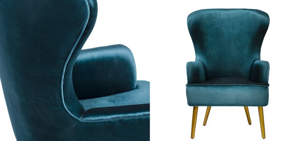 Кресло Wingback Dining Chair turquoise velor Кресло Wingback Dining Chair turquoise velor - Loft-Concept в Брянске
