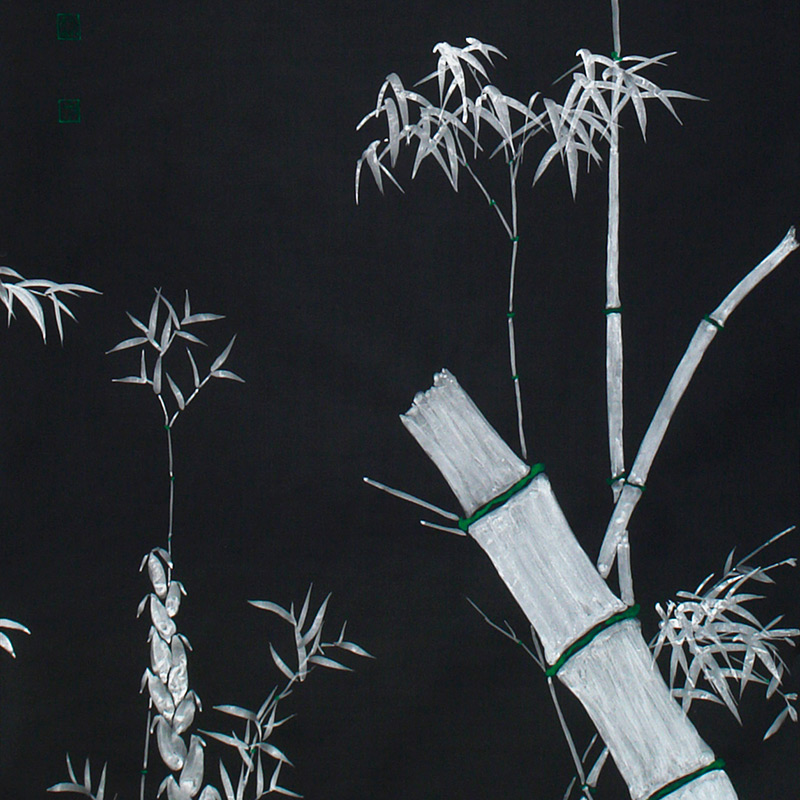 Обои ручная роспись Bamboo Argent on Pitch dyed silk Обои ручная роспись Bamboo Argent on Pitch dyed silk в Брянске | Loft Concept