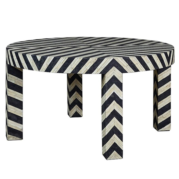 Кофейный стол Inlaid Bone Zigzag Белый Черный Кофейный стол Inlaid Bone Zigzag Белый Черный в Брянске | Loft Concept