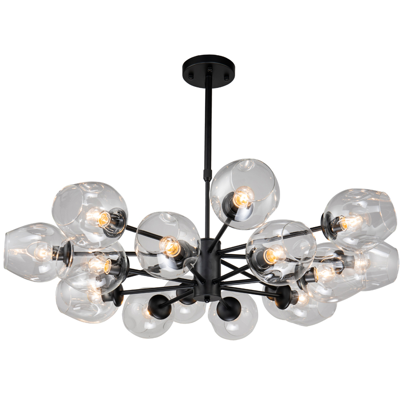 Люстра Branching Bubble Chandelier black 16 Черный Прозрачный Люстра Branching Bubble Chandelier black 16 Черный Прозрачный в Брянске | Loft Concept