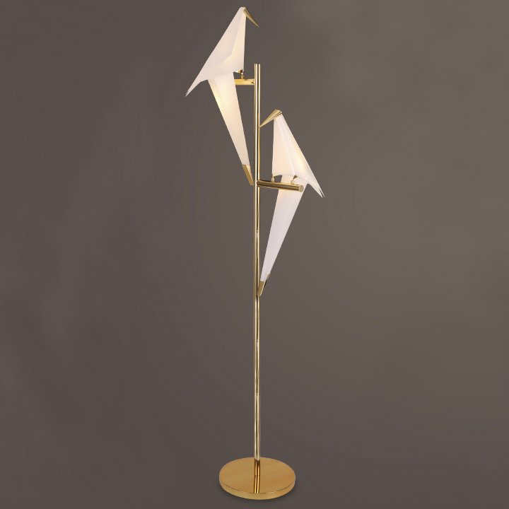 Торшер Origami Bird Floor two lamps Латунь Белый в Брянске | Loft Concept 