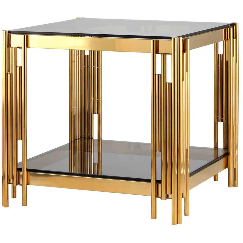 Стол приставной Collection ACCORD Gold Глянцевое золото Стекло Смок Стол приставной Collection ACCORD Gold Глянцевое золото Стекло Смок в Брянске | Loft Concept