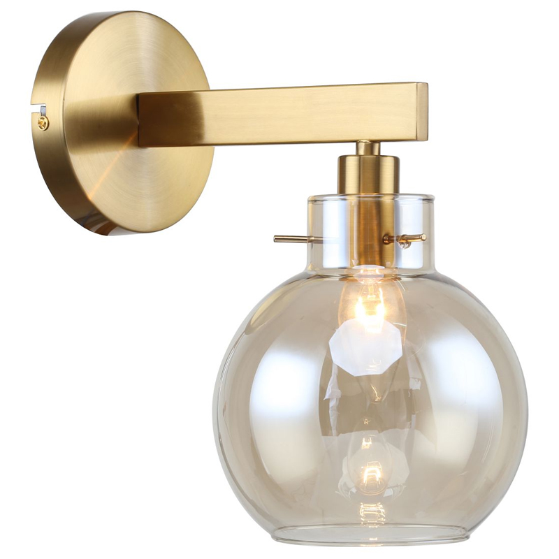 Бра с плафоном коньячного цвета Carmella Globe Brass Латунь Коньяк Бра с плафоном коньячного цвета Carmella Globe Brass Латунь Коньяк в Брянске | Loft Concept