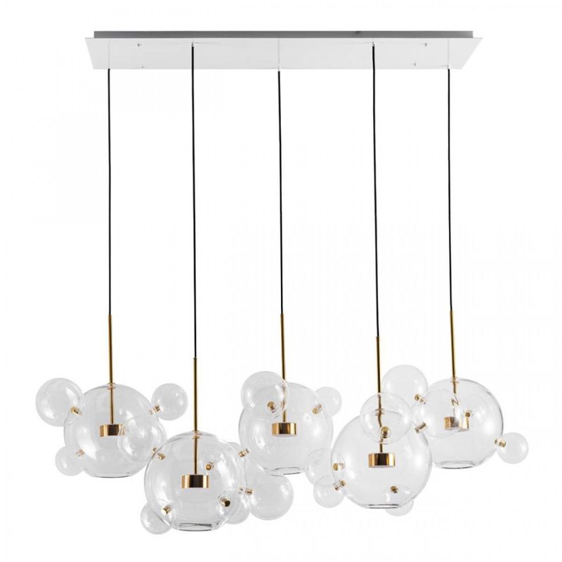 Линейный Светодиодный Светильник Giopato & Coombes Bubble Chandelier Linear Circle 5 плафонов Белый Золотой Прозрачное Стекло Линейный Светодиодный Светильник Giopato & Coombes Bubble Chandelier Linear Circle 5 плафонов Белый Золотой Прозрачное Стекло в Брянске | Loft Concept