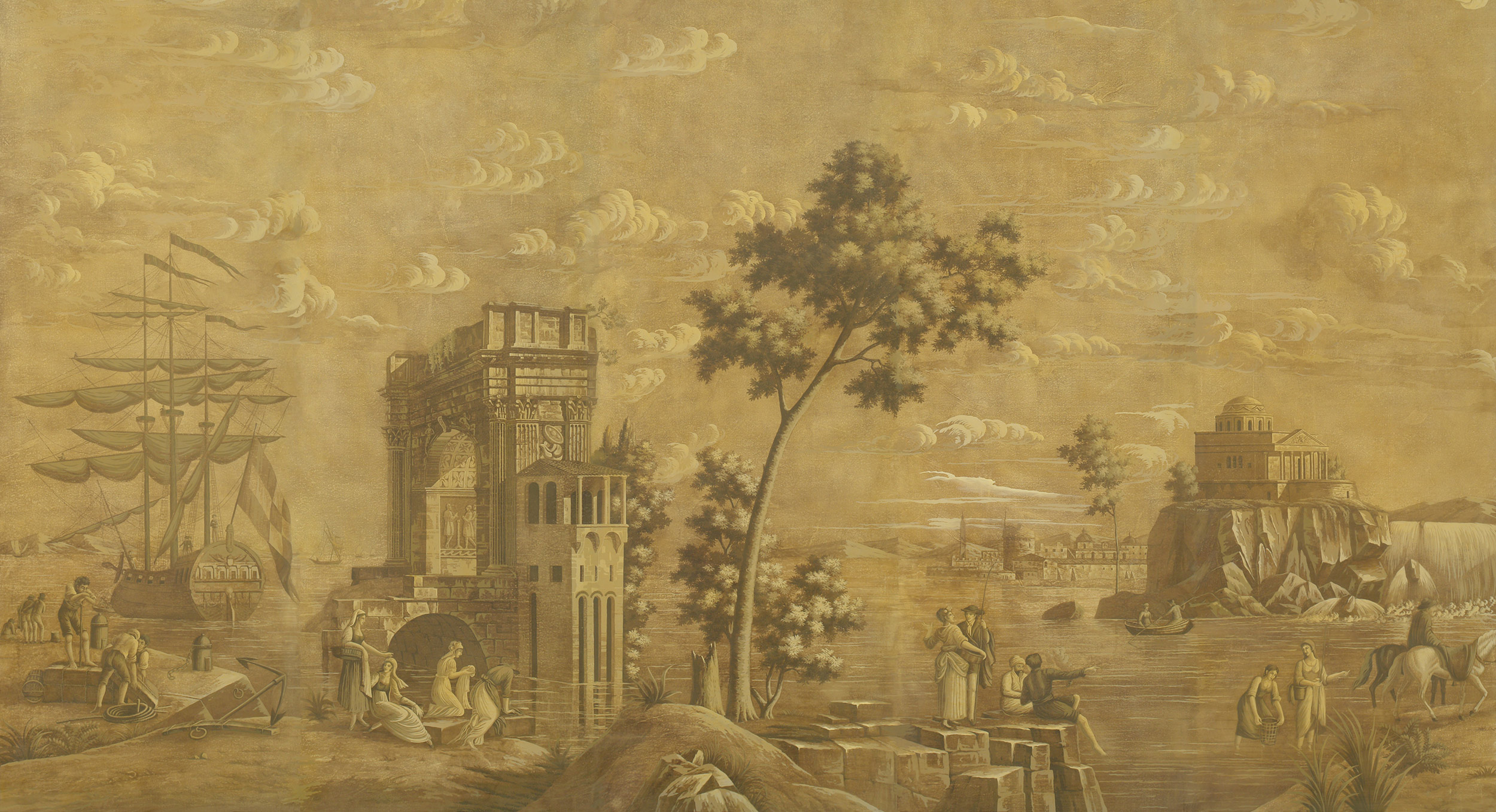 Обои ручная роспись Views of Italy Sepia Обои ручная роспись Views of Italy Sepia - постер Loft-Concept в Брянске
