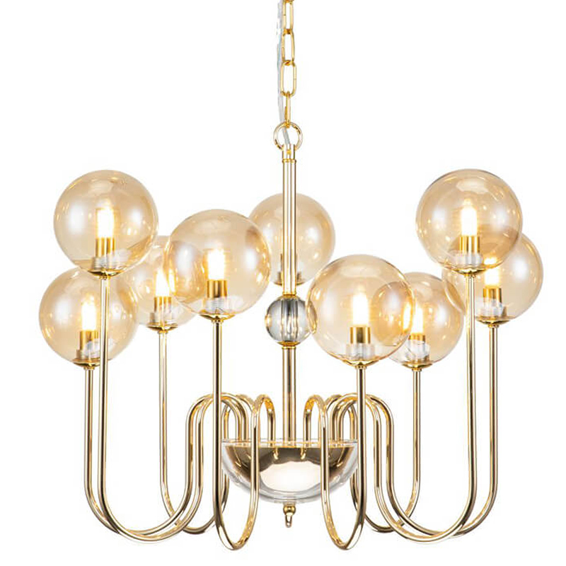 Люстра Sheiry Glass Ball Chandelier 9 Глянцевое золото Янтарный Люстра Sheiry Glass Ball Chandelier 9 Глянцевое золото Янтарный в Брянске | Loft Concept