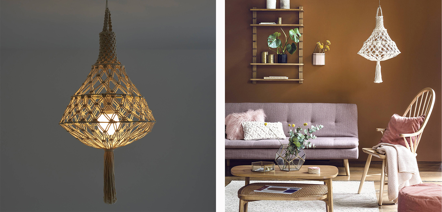 Подвесной светильник Macrame Wicker Hanging lamp - фото