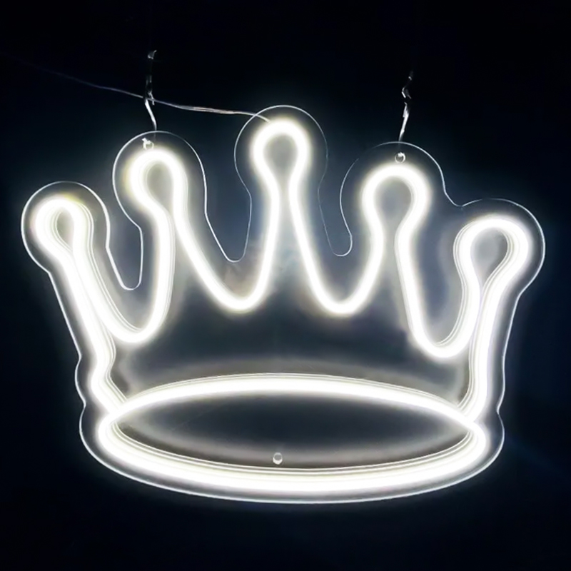 Неоновая настенная лампа Crown Neon Wall Lamp Белый Прозрачный Неоновая настенная лампа Crown Neon Wall Lamp Белый Прозрачный в Брянске | Loft Concept