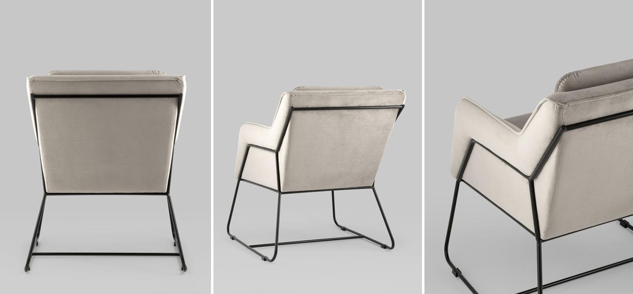 Кресло Dagmar серо-бежевый велюр - фото №1