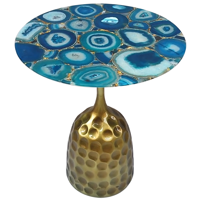 Приставной стол Cluster Surface Blue Agate Side Table Латунь Синий Бирюзовый Приставной стол Cluster Surface Blue Agate Side Table Латунь Синий Бирюзовый в Брянске | Loft Concept