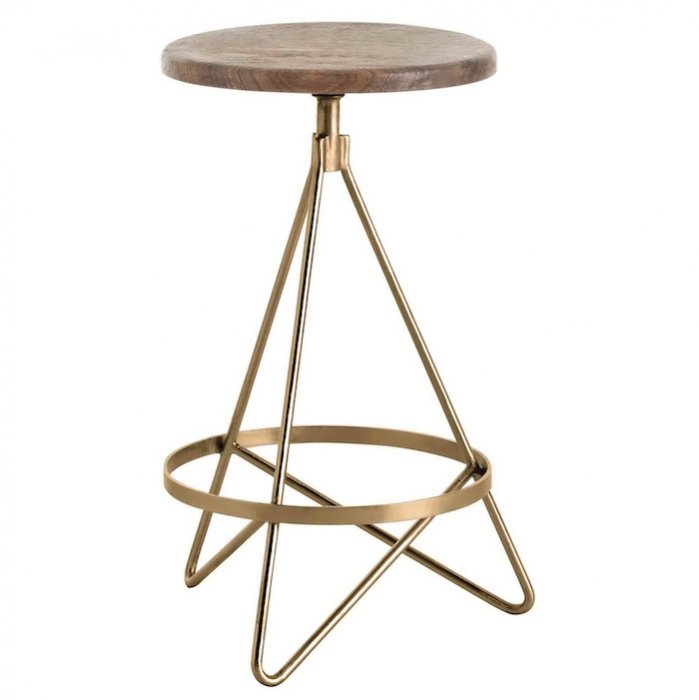 Барный стул Industrial Vintage Brass Iron Swivel Bar Stool Золотой Коричневый Барный стул Industrial Vintage Brass Iron Swivel Bar Stool Золотой Коричневый в Брянске | Loft Concept