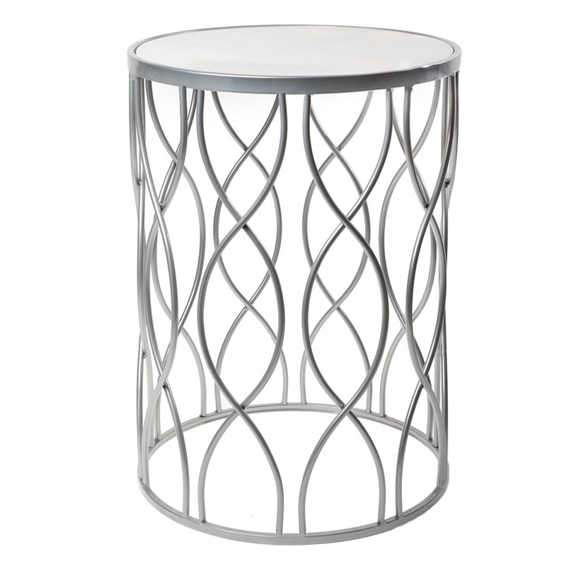 Приставной столик DNA Framing Table silver Серебряный Белый Мрамор Bianco в Брянске | Loft Concept 