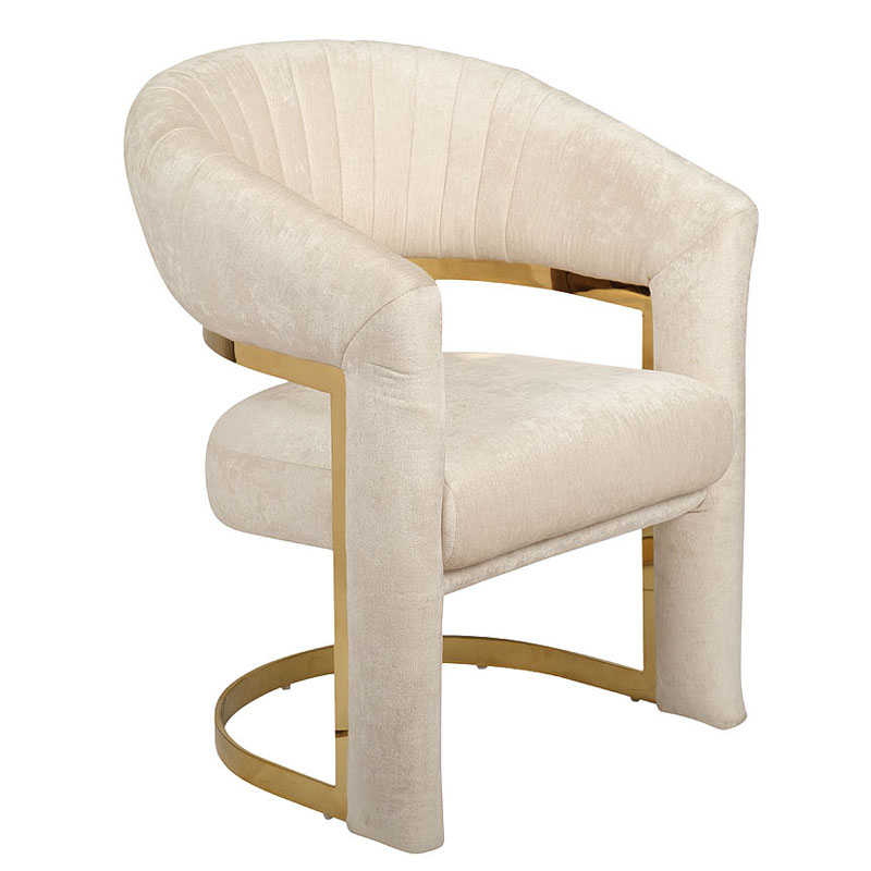 Полукресло Valbonne Chair cream velour Кремовый Глянцевое золото Полукресло Valbonne Chair cream velour Кремовый Глянцевое золото в Брянске | Loft Concept