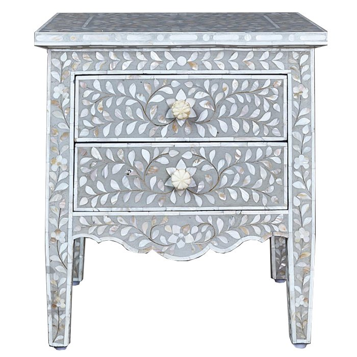 Комод инкрустация перламутром Inlaid Bone Openwork Gray Серый Белый Серый в Брянске | Loft Concept 