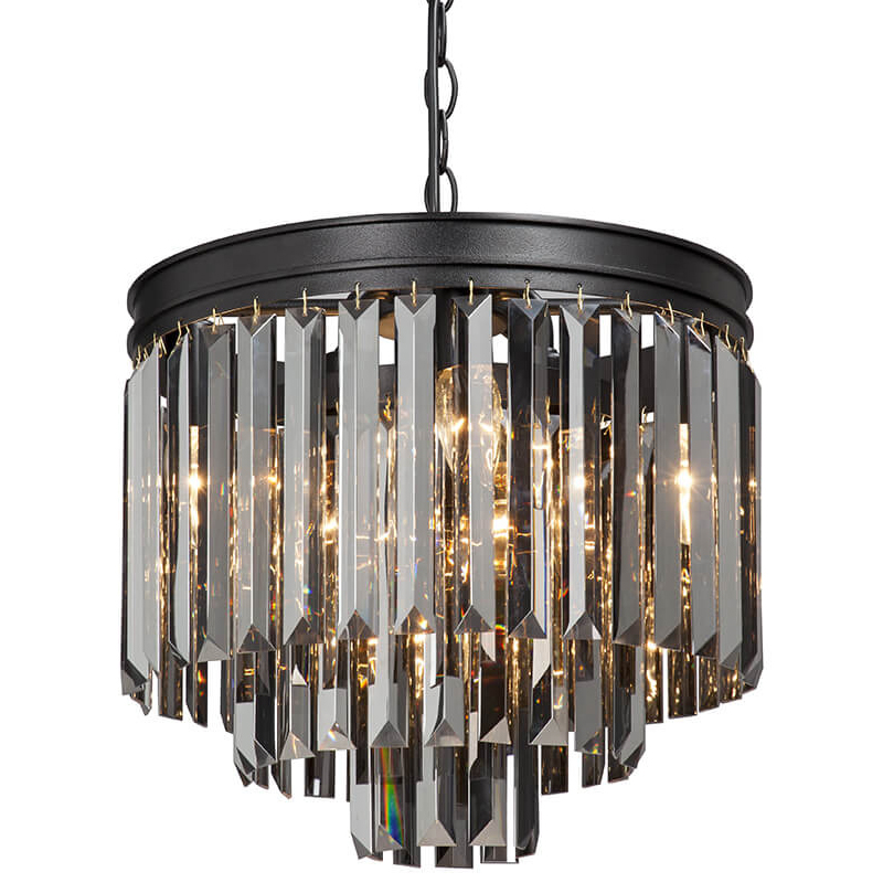 Люстра ODEON Gray glass 3-TIER Black Серое стекло D 36 Черный матовый Люстра ODEON Gray glass 3-TIER Black Серое стекло D 36 Черный матовый в Брянске | Loft Concept