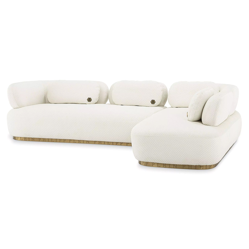 Диван Philipp Plein Sofa Signature Lounge Белый Белый Золотой Диван Philipp Plein Sofa Signature Lounge Белый Белый Золотой в Брянске | Loft Concept