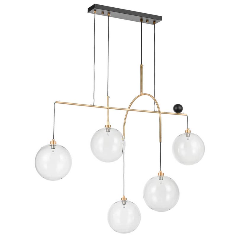 Люстра Five Hanging Balls Chandelier Золотой Прозрачный Черный Люстра Five Hanging Balls Chandelier Золотой Прозрачный Черный в Брянске | Loft Concept