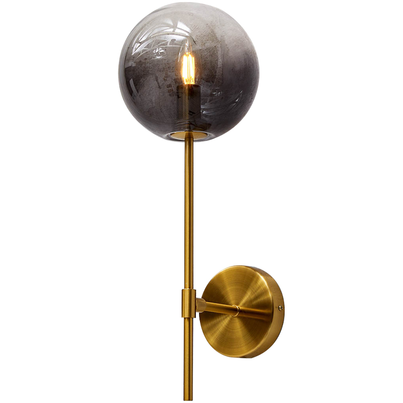 Бра стеклянный плафон шар Urmila Wall Lamp Серое стекло Золотой Серый Бра стеклянный плафон шар Urmila Wall Lamp Серое стекло Золотой Серый в Брянске | Loft Concept
