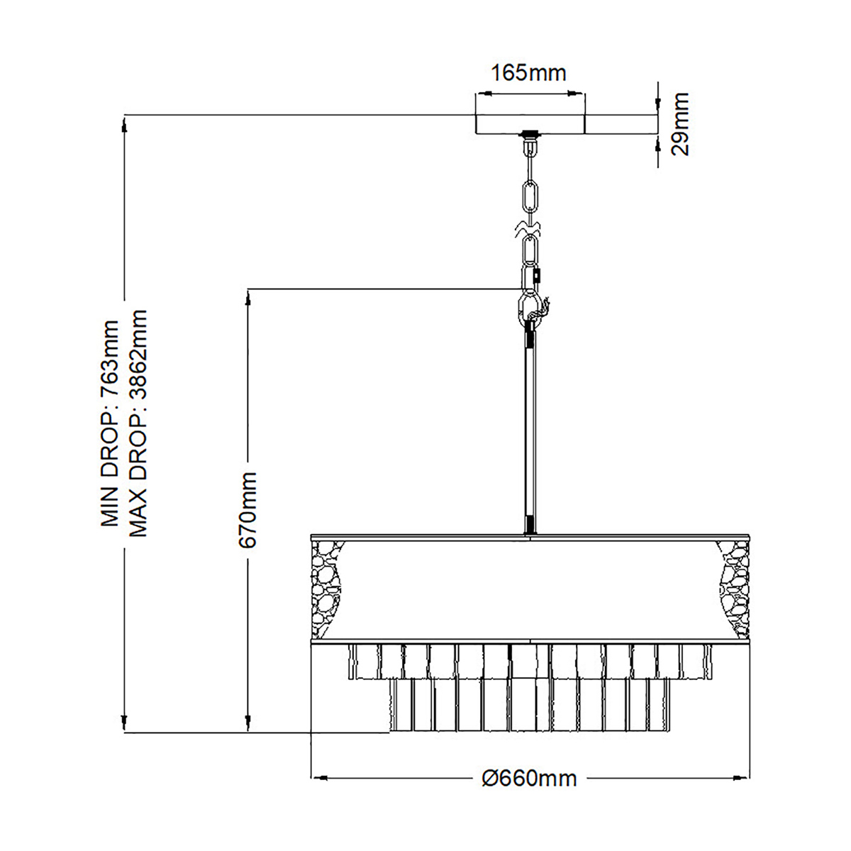 Люстра круглая с подвесками из текстурированного стекла молочного цвета Hinkley в Брянске