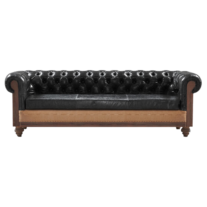 Диван Deconstructed Chesterfield Sofa triple Black leather Коричневый Черный Диван Deconstructed Chesterfield Sofa triple Black leather Коричневый Черный в Брянске | Loft Concept