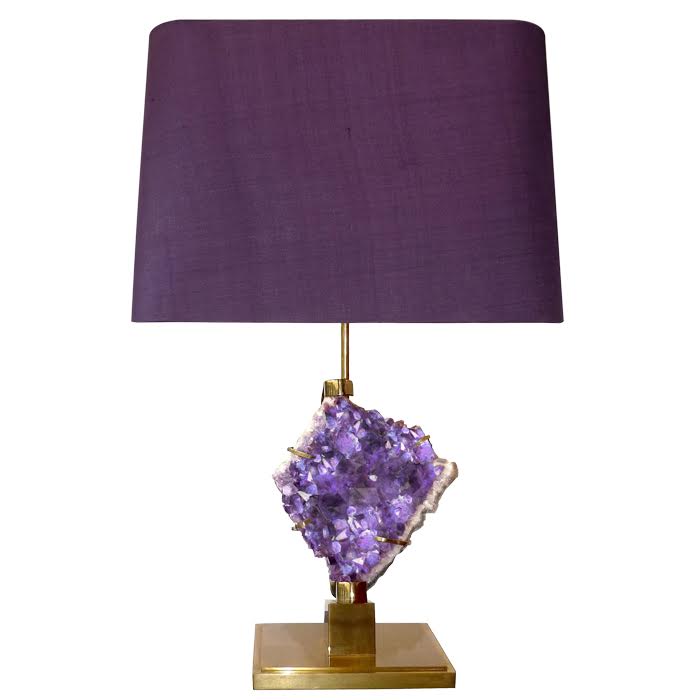 Настольная лампа Bronze and Amethyst Lamp Глянцевое золото Сиреневый Настольная лампа Bronze and Amethyst Lamp Глянцевое золото Сиреневый в Брянске | Loft Concept