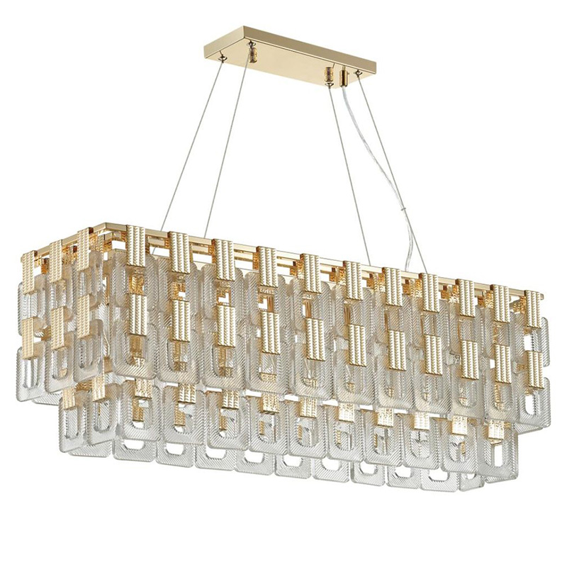 Люстра Ribbed Elements Pendant Linear Золотой Прозрачное Стекло Люстра Ribbed Elements Pendant Linear Золотой Прозрачное Стекло в Брянске | Loft Concept