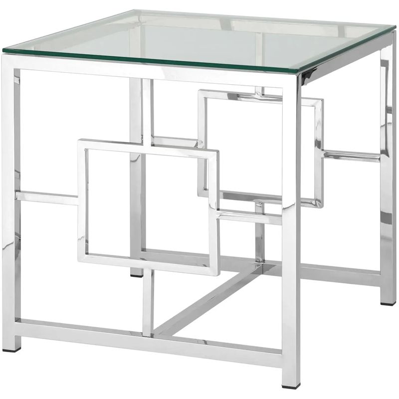 Стол приставной Milan Tables Silver Серебряный Прозрачное Стекло Стол приставной Milan Tables Silver Серебряный Прозрачное Стекло в Брянске | Loft Concept