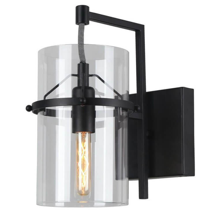 Бра Glass Cylinder Sconces Черный Прозрачный Бра Glass Cylinder Sconces Черный Прозрачный в Брянске | Loft Concept