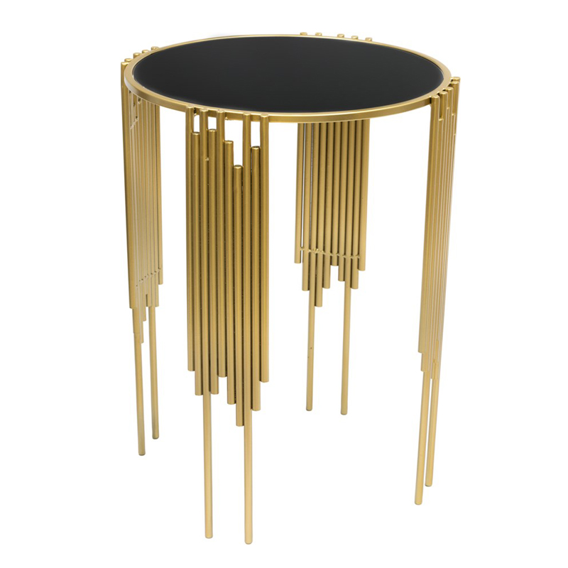 Приставной стол Interior Table черное стекло Черный Золотой Приставной стол Interior Table черное стекло Черный Золотой в Брянске | Loft Concept