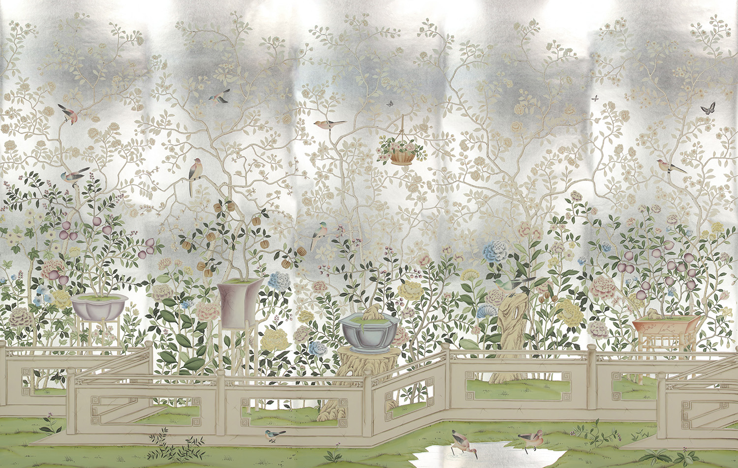 Обои ручная роспись Temple Newsam White Gold gilded silk Обои ручная роспись Temple Newsam White Gold gilded silk - постер Loft-Concept в Брянске
