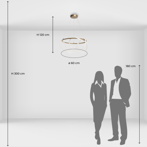 Люстра подвесная круглая золотого цвета с белыми изогнутыми световыми линиями Luke Lampco Tracer Lamp в Брянске