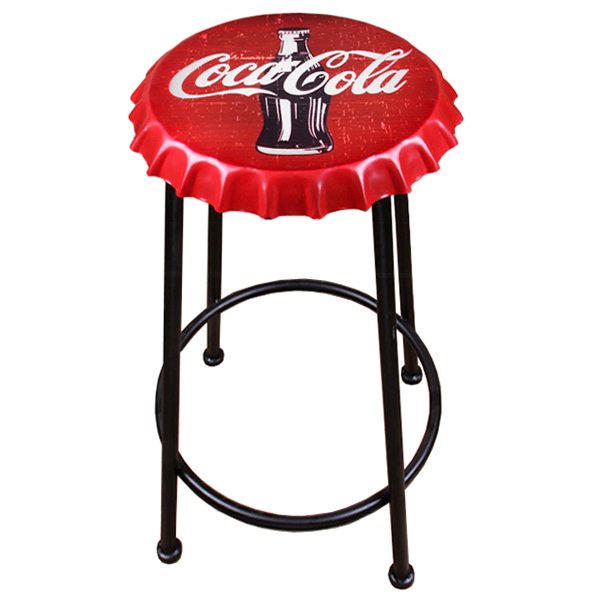 Барный стул Bottle Cap Coca & Cola Черный Красный в Брянске | Loft Concept 