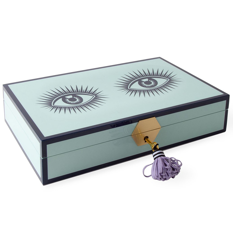 Шкатулка LE WINK LACQUER JEWELRY BOX  Jonathan Adler Мятный Сиреневый Темно-синий в Брянске | Loft Concept 