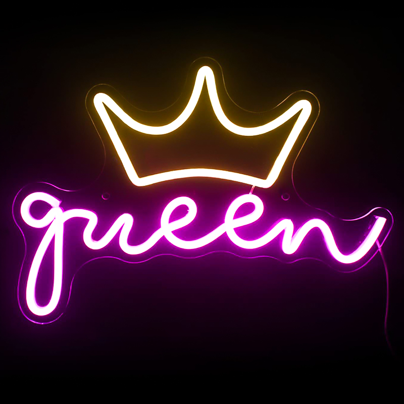 Неоновая настенная лампа Queen Neon Wall Lamp Розовый Желтый в Брянске | Loft Concept 