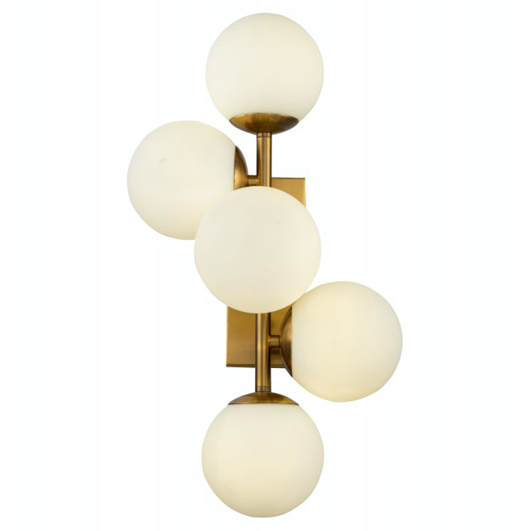 Бра White Balls Sconces Белое матовое стекло Латунь Бра White Balls Sconces Белое матовое стекло Латунь в Брянске | Loft Concept