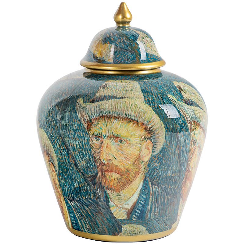 Ваза с крышкой Vincent Van Gogh Vase Изумрудный Золотой Бежевый Мульти Ваза с крышкой Vincent Van Gogh Vase Изумрудный Золотой Бежевый Мульти в Брянске | Loft Concept