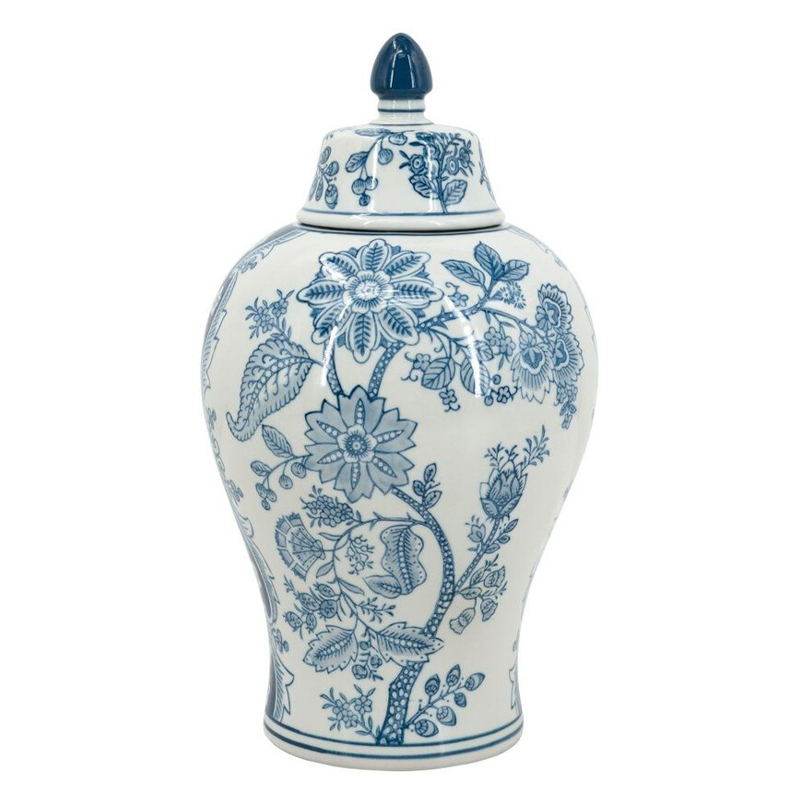 Ваза с крышкой и голубым цветочным рисунком на белом фоне Blue & White Ornament Белый Голубой в Брянске | Loft Concept 