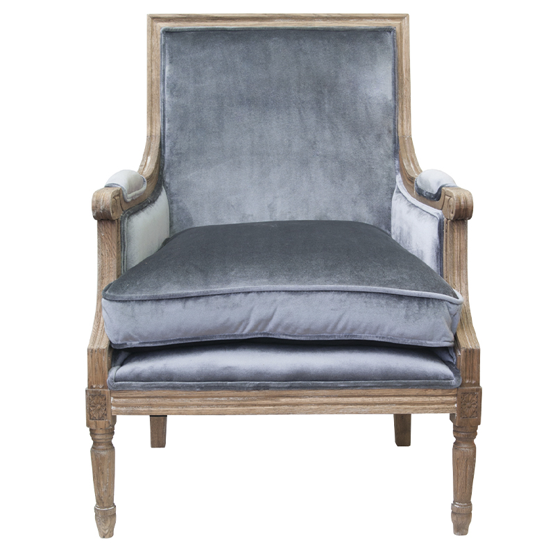 Кресло William Classical Armchair grey velvet Серый Коричневый Кресло William Classical Armchair grey velvet Серый Коричневый в Брянске | Loft Concept
